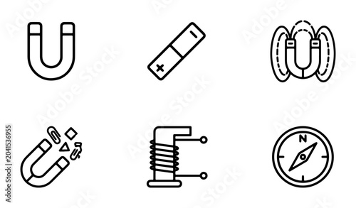 Foto Magnetism Science Icons, Physics Symbols, Magnetic Field Vector Graphics, Electr