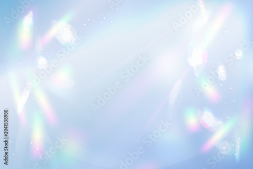 Fotografía Golden holographic prism light background with blue gradient, iridescent glow, s