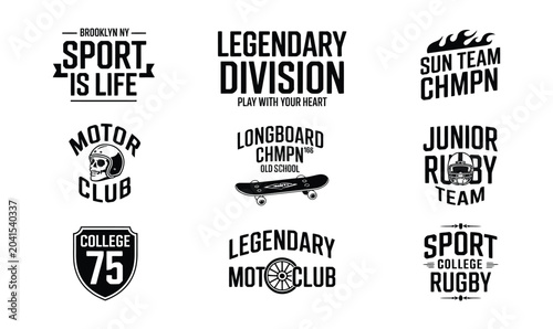 Vintage sport and college typography badge set for apparel print vector designs