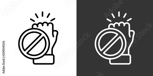 Quadro su tela Resistance Black And White Multiple Style Icon Set Collection Pack Vector Illust