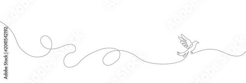 Fotografía Continuous one line drawing of flying bird vector illustration