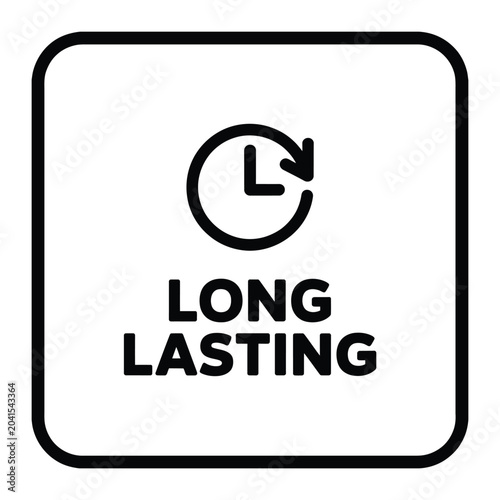 long lasting label with clock icon time