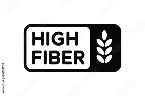 Obraz na plátne high fiber label with wheat icon nutrition