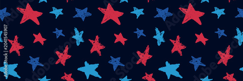 Foto Patriotic seamless pattern with hand drawn crayon stars