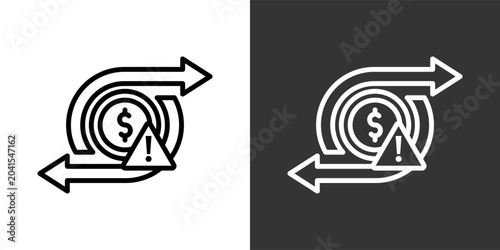 Quadro su tela Currency Devaluation Black And White Multiple Style Icon Set Collection Pack Vec