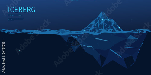 Quadro su tela polygonal iceberg illustration with glowing blue facets vector geometric cold wa