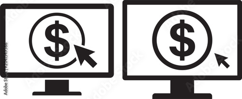Online payment icon with dollar sign and cursor