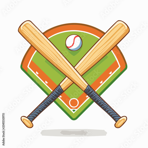 Baseball Equipment and Field Illustration