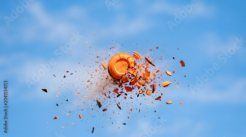 Broken Clay Pigeon Exploding Midair