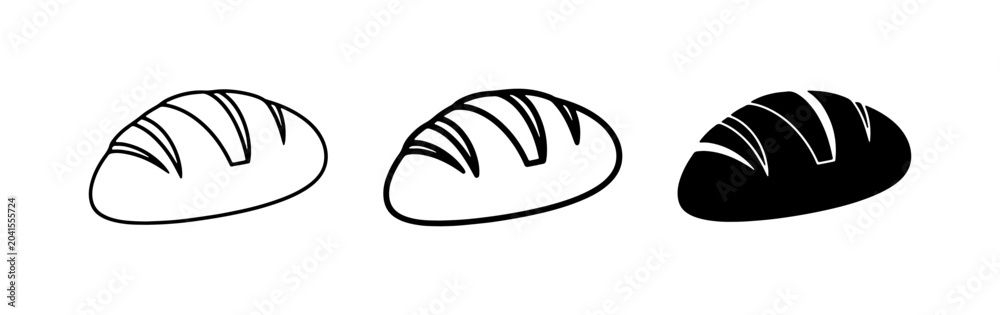 Obraz premium Bread Icons: Loaf, Outline, Silhouette, Bakery Graphics