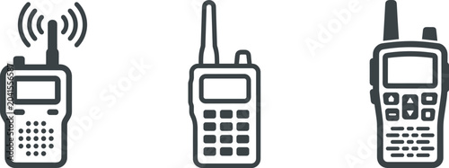 Fotografía Walkie Talkie Icon Set with Portable Radio Communication Transceiver Signal and