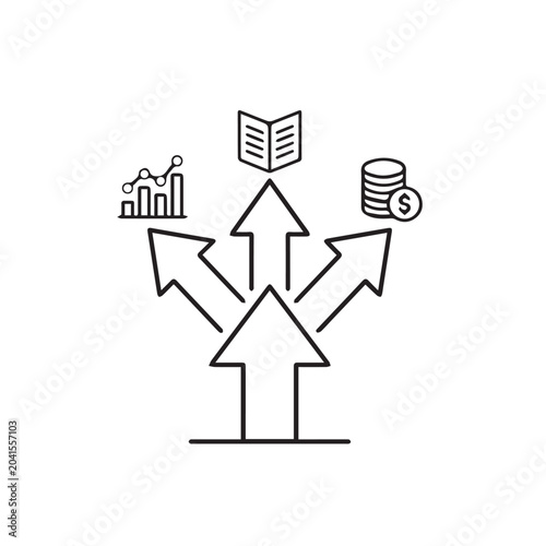 Decision Making Three Way Strategic Directional Arrow Icon