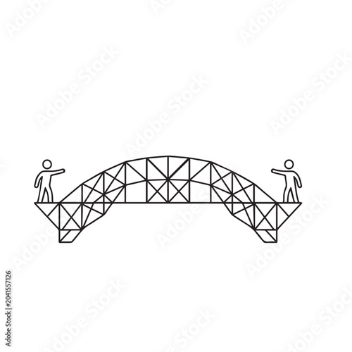 Engineering Truss Bridge Structural Construction Line Icon