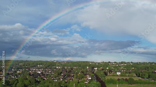 Aerial Footage of Luton City Before Sunset Time After Clear Sunny Day. Urban Drone Flight Above Urban City Streets of British City and Town of England. Drone Mounted Ultra Wide Angle Camera Footage