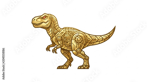 Mechanical Tyrannosaurus Rex Dinosaur Illustration.