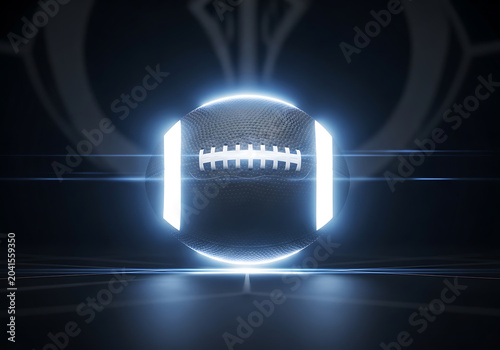 American football illuminated with neon lights dramatic sports presentation