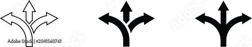 Fotografía Multi direction arrows icon silhouette  symbolizing choice, decision making, and alternative route icons