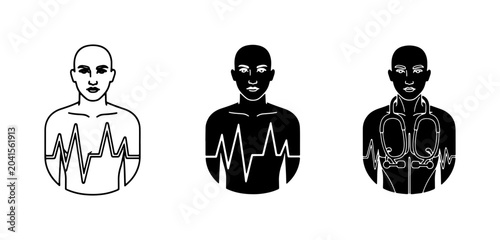 Bild auf Leinwand Medical Icons: Heartbeat, Doctor, Cardiology Symbols