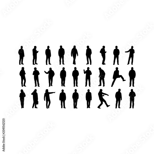 Silhouettes of people in various poses
