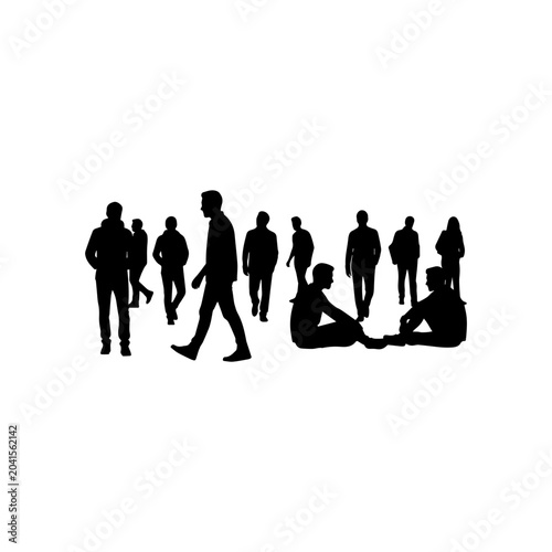 Diverse People Silhouettes in Motion on White