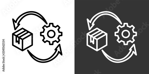 Cuadro en lienzo Inventory Turnover Black And White Multiple Style Icon Set Collection Pack Vecto