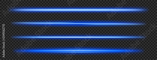 Green vector light beams set. Laser dividers with transparency. Neon glowing energy line collection