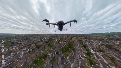Aerial Footage of Luton City Before Sunset Time After Clear Sunny Day. Urban Drone Flight Above Urban City Streets of British City and Town of England. Drone Mounted Ultra Wide Angle Camera Footage