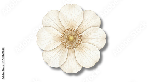 Bild auf Leinwand White anemone flower transparent PNG, isolated botanical blossom cutout for flor