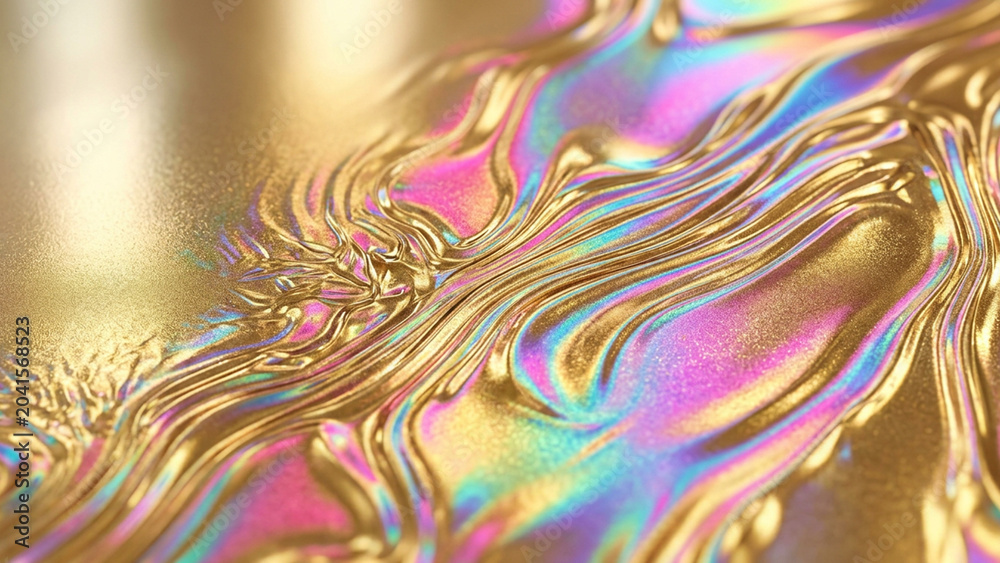 Fototapeta premium Gold holographic luxury iridescent metallic abstract background
