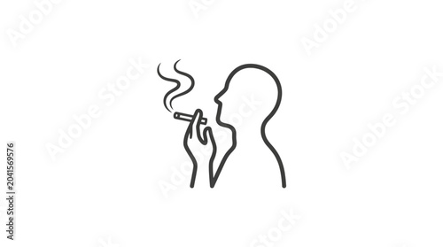 Bild auf Leinwand Silhouette of a person smoking a cigarette with smoke rising.