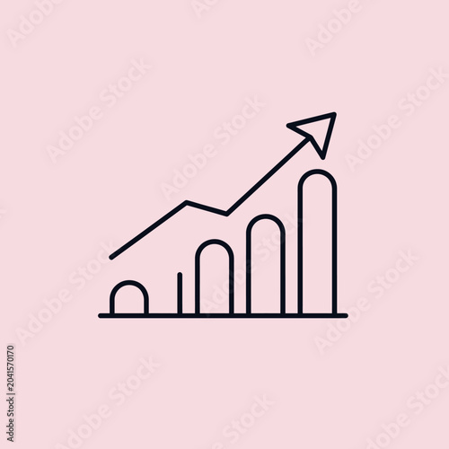 An upward trending graph with an arrow on a light pink background