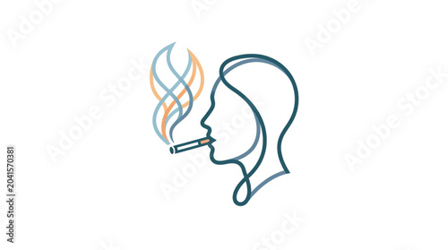 Tableau sur toile Person smoking a cigarette with colorful smoke.