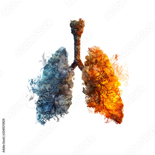 Lung Disease and Cancer Caused by Cigarette Smoke Health Concept Image