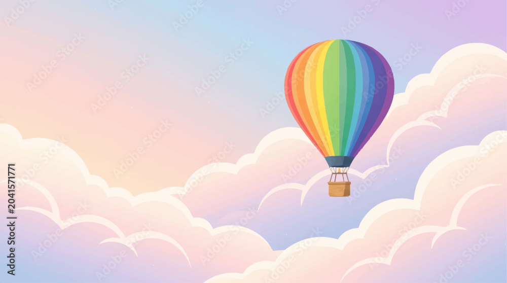 Obraz premium Colorful hot air balloon flying high.