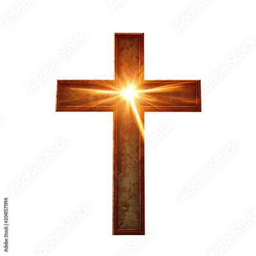 Religious Concept: The Cross of God in Rays of Sun Professional Image with No Background