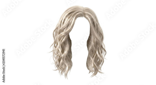 Fotografie Wavy blonde wig with middle part on invisible head