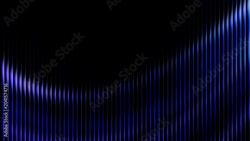 Cuadro en lienzo Abstract vertical blue light streaks pattern against deep black background featu