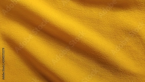 Close-up of elegant wavy yellow fabric texture background
