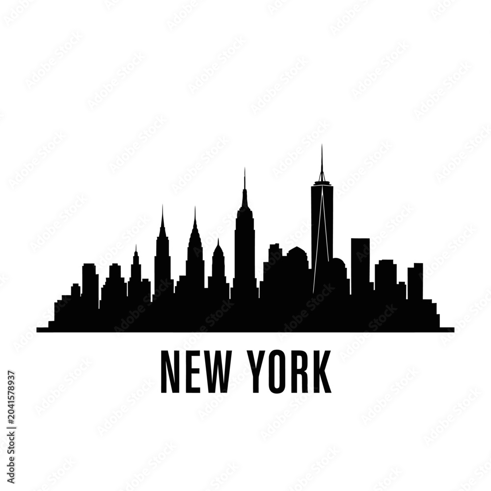 Obraz premium Silhouette Cityscape of New York, Graphic Vector Illustration