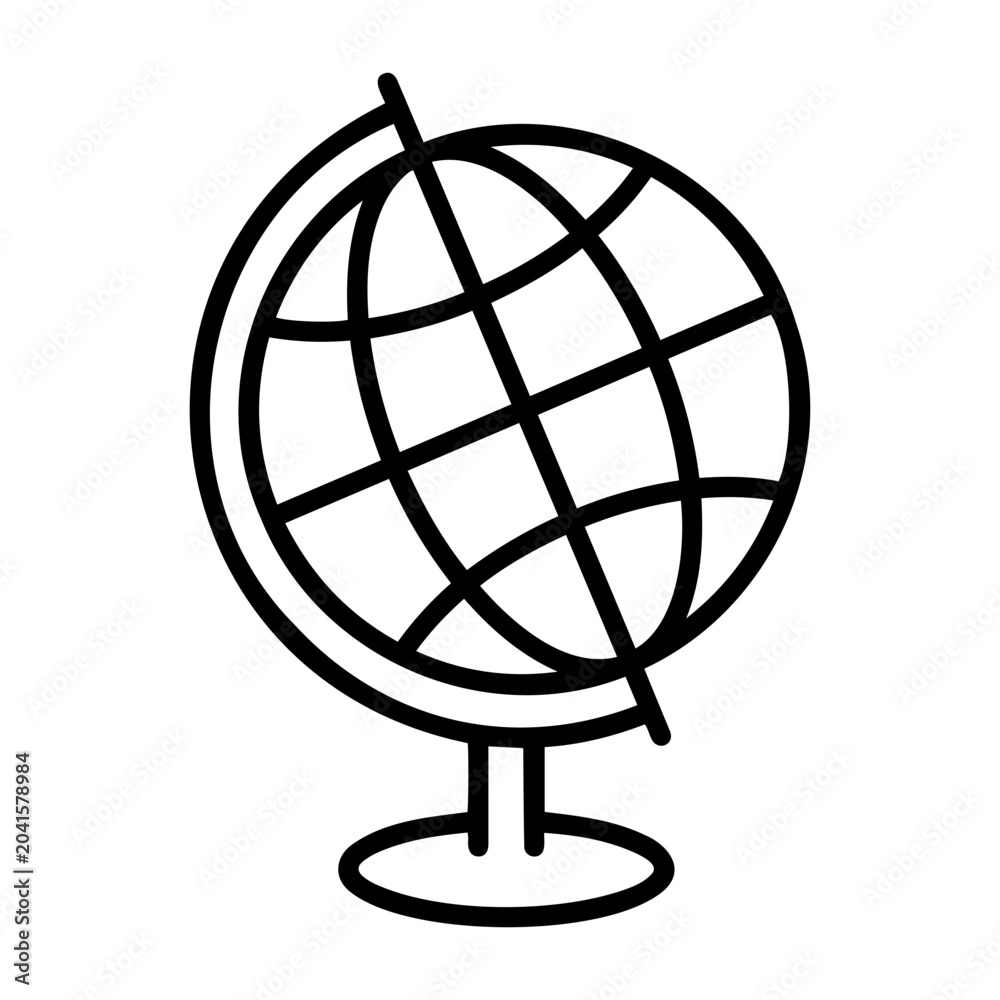 Obraz premium Globe Icon Vector Illustration Of A World Map Sphere On A Stand For Education And Travel