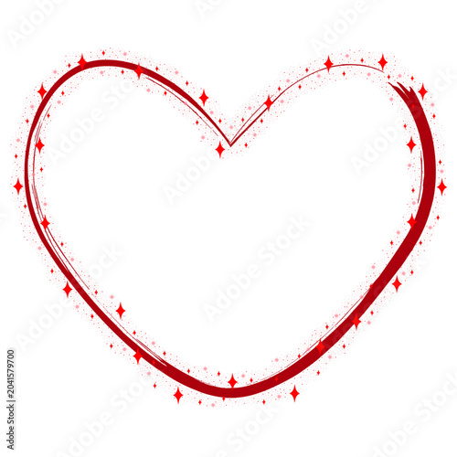 Sparkling Red Love Heart Border Frame Decorated With Glitter Stars