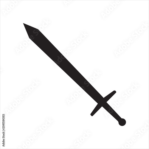 Fotografi Long sword or claymore blade flat icon for games and websites