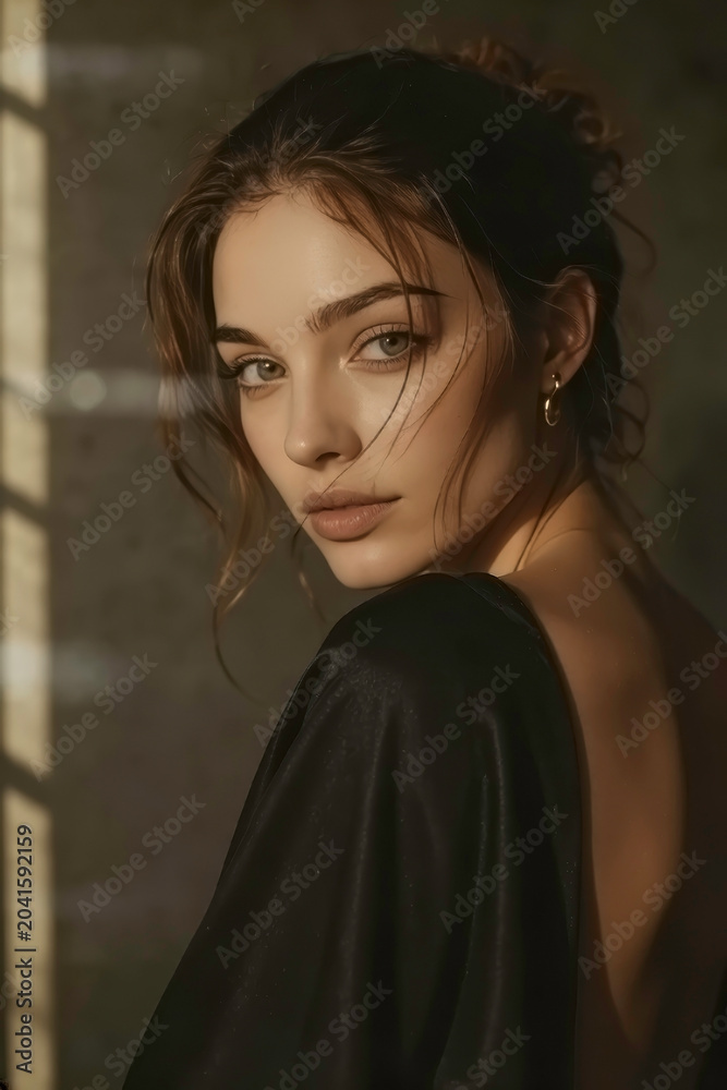 Fototapeta premium Moody Portrait of Beautiful Young Woman