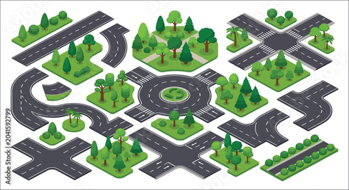 Quadro su tela road intersections and roundabouts vector illustration intersection roundabout s