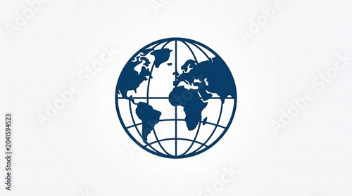 Silhouette of human hands holding globe with grid lines in dark blue monochrome style