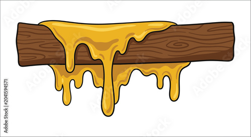 Konstfotografi honey dripping from wooden log vector illustration sweet sticky golden