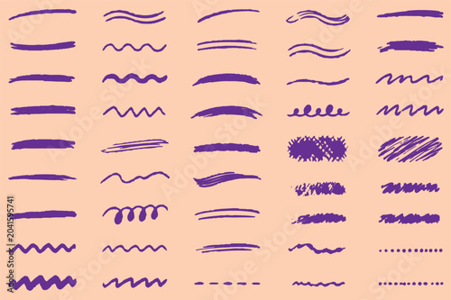 Canvastavla brushstroke set of varied ink marks swashes and brush elements