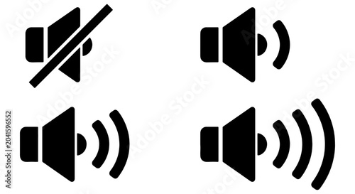 Obraz na plátne Sound Volume Icons Set, Mute Speaker Symbol, Audio Level Indicators, Vector Grap