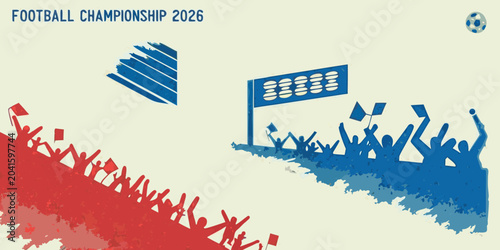 фотографія football championship crowd silhouette vector illustration fans