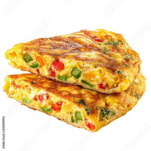 Delicious Vegetable Omelette Transparent Background Isolated